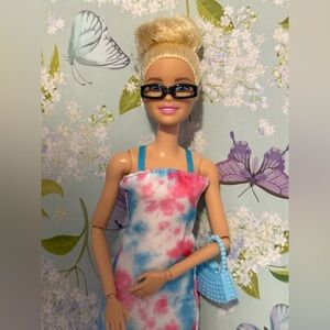 Barbie Doll with Pink and Blue Tie-Dye Dress